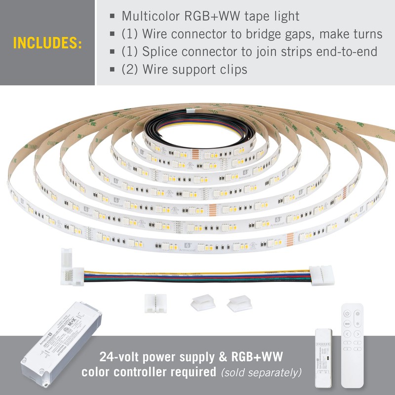 Armacost Lighting RibbonFlex Pro 24V RGB+WW LED Strip Light Tape