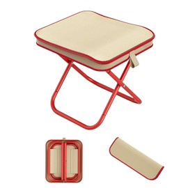 NIUBNKJ Camping Stool Collapsible Stool with Storage Bag Portable Chairs for Adults Lightweight Camping Foot Rest Loads Up to 330lb for Travel Fishing Picnic (1, Red)