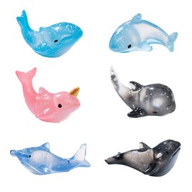 MAOMIA 12 Pcs Hand-Blown Tiny Fish Whale Figurines Resin Fish Tank Decor Fairy Garden Miniature Whale Figurines Micro Landscape Decor Ornament