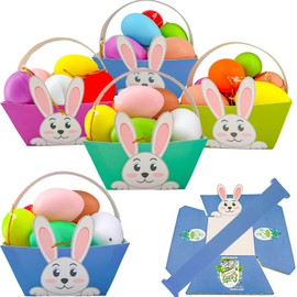 KEELYY Children's Easter Baskets, Pack of 12 Easter Baskets, Crafts Made of Paper, Easter Basket with Handle, Easter Basket for Filling, DIY Easter Basket with Easter Bunny, Easter Nest for Easter