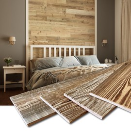 SIBERIAN HERITAGE Wood Paneling for Wall - Reclaimed Wood Planks for Rustic Decor - Set of 24 Barnwood Planks (32 x 4 x 0.3 Inch) - 21 Sq Ft in 2 Boxes - Natural Brown - DIY (Nailed or Glued)