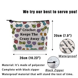 Generic Crochet Lover Gift Crochet Keeps The Crazy Away Makeup Bag Crochet Storage Bag Crocheter Gift Crochet Knit Bag Tailor Gift