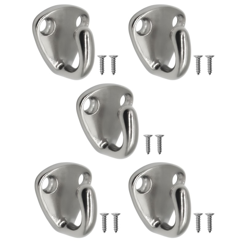 Fuxxer® 5 x Solid Stainless Steel Hooks, Wall Hooks, Marine