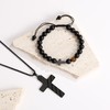 YUCSAWJK Cross Necklace Bracelet Set 26 Inch Stainless Steel Necklace