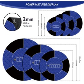nuveti 24/31/47/55/63inch Round Poker Mat for Texas Holdem | Portable Poker Table Top with Art Deco Layout Print 6-8 Player Game Layout Mat to Play Cards, Poker Games, Blackjack, Casino