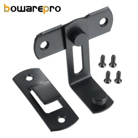 BOWAREPRO 90 Degree Stainless Steel Latch Door Lock Right Angle Lock Buckle Flip Latch Door Lock with 4 Screws for Doors Windows Bathroom Cabinet Furniture Bedroom (Black)