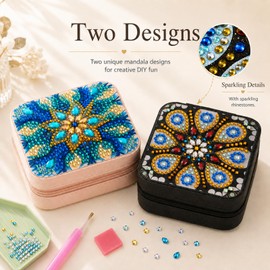 2 PC Diamond Art Jewelry Boxes for Adults Craft Kits Women Bedazzling Kit