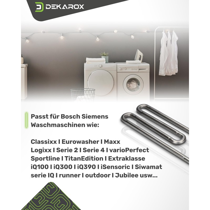 DEKAROX Heating Element 2000 W 230 V for Bosch Siemens