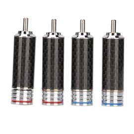 4Pcs RCA Sound Plug Carbon Fiber Chrome 8mm Wire Diameter Welding RCA Connector for Professional Equipment