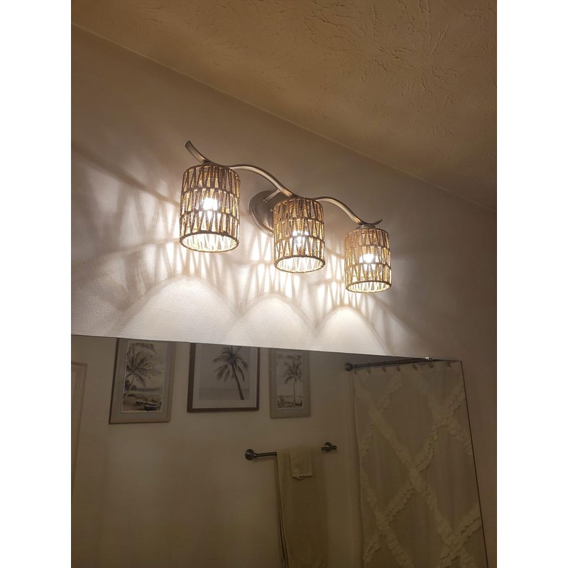 3 Pack Rattan Lamp Shade Small Boho Shades Replacement -