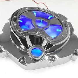 XKMT-Blue LED Engine Clutch Cover See Through Compatible With Kawasaki Zx14R Zzr1400 2006-2013 Chromed Right side Motorbike [B00YWBZTQI]