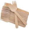 Efforias Pack of 100 Wooden Disposable Forks -Biodegradable & Plastic