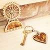 Handmade Amber and Wood Keyring/Keychain Heart, beautiful charm for your