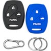 2-Pack Click&Fit Silicone Key Fob Covers Compatible with Honda Accord 2003-2014, Civic 2006-2012, Pilot 2009-2015, CR-V 2005-06 – Car Remote Key Shell Rubber Protector 4-Buttons, Black+Blue