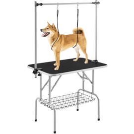 Yaheetech 36'' Pet Grooming Table for Dogs Adjustable Height Portable Trimming Table Drying Table w/Arm/Noose/Mesh Tray Maximum Capacity Up to 265Lb, Black