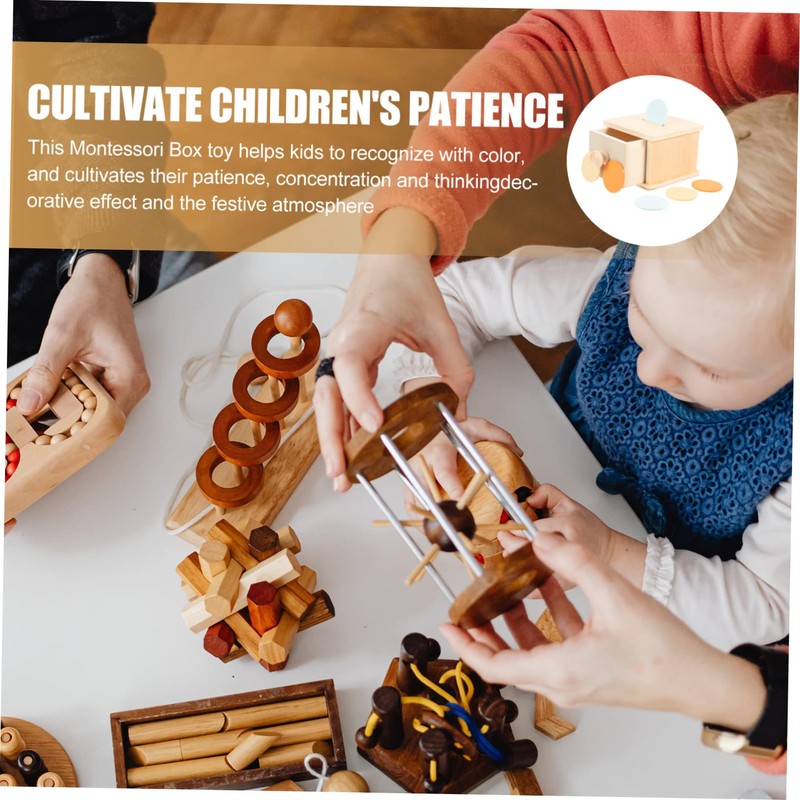 KONTONTY 1pc Educational Wooden Coin Box Boys and Girls Cognition