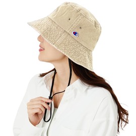 Champion Hat with String, Women's Bucket Hat, Deep, Long Brim, Men's, Chin Strap, Cord, Bucket Hat, Stylish, Brand, Solid, UV Protection, UV Rays, Sun Protection, Sunshade, Face-Slimming Effect