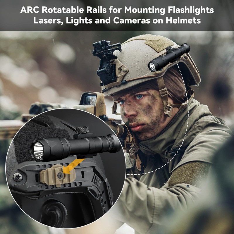Qavctw ARC Rail Adapter Mount Kit 360 Deg Rotation Helmet