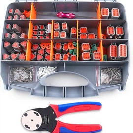 338pcs DT Deustch Connector Kit - 2/3/4/6/8/12 Pin Connectors, Deutsch Crimping Tool, Removal Tool, Waterproof Automotive Electrical Connector