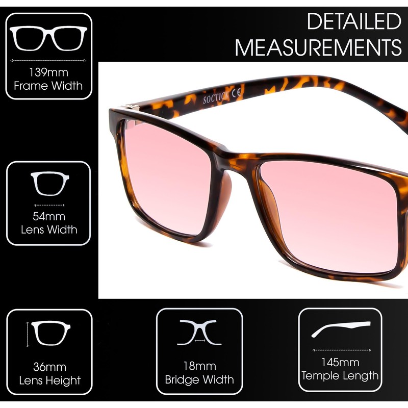 Medspex Pink FL-41 Tinted Reading Glasses +4.00 Tortoise Havana Light