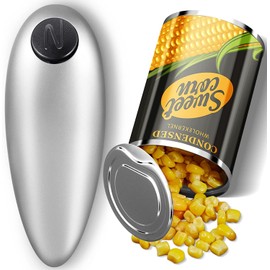 Electric Can Opener, Automatic Electric Can Opener at the Touch of a Button, No Sharp Edges, Electric Can Opener for Elderly, Arthritis Patients and Chefs, Silver