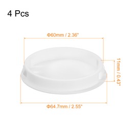 sourcing map 60mm/2.36" Plastic Hole Plugs, 4Pcs Flush Type Panel Round Snap in Fastener Knockout Locking Plugs for Furniture Insert End Caps Panels, White