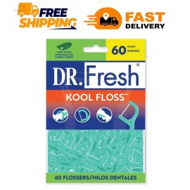 Dr. Fresh Kool Floss Waxed Dental Floss Picks in Easy Resealable Packaging, Mint