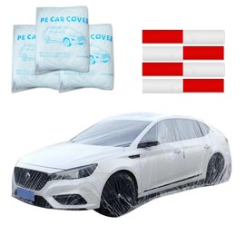 Vitaciti 3 Pcs Disposable Car Cover，Clear Plastic Car Cover Universal Rain Dust Garage Cover with Elastic Band Clear Car Protector for Sedan Outdoor Snow Rain Weather(11.4'x19.6')