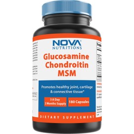 Nova Nutritions Triple Strength Glucosamine Chondroitin MSM 2600mg/Serving Capsules, Supports Healthy Joint, Cartilage and Connective Tissue - Promotes Joint Comfort & Flexibility 180 Count