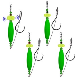 GEBDMA 4Pcs Fishing Floats and Bobbers Catfish Rig for Bank Catfish Float Rigs Catfishing Tackle Floats with Rattler Hooks EVA Peg Floats(4Pcs-Green)