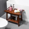 Forevich Bamboo Shower Bench Stool with Storage Shelf Waterproof Shower