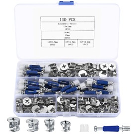 Cam Lock Nuts and Cam Screws, 110 Pcs Cam Locks for Furniture Connecting Cam Lock Fittings, 3 in 1 Cam Connector Bolt Fittings Fasteners Hardware Parts for Drawer Dresser Cabinet (110)