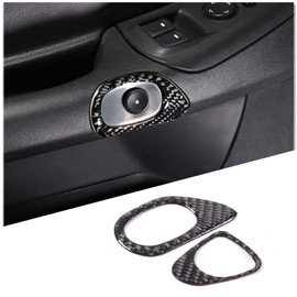 PIUGILH 2PCS Carbon Fiber Car Inner Door Switch Button Frame Decorative Stickers Compatible with Corvette C6 Z06 ZR1 2005-2013 Interior Accessories (Black)