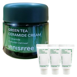 Innisfree Green Tea Ceramide Cream 50ml+Green Tea Moisture Foam Cleansing 20g 3pcs / 이니스프리 그린티 세라마이드 크림 50ml+그린티 수분 폼클렌징20g 3개