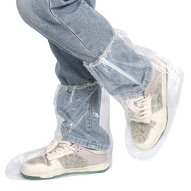 Yzurbu 20PCS 13.7" Disposable Boot & Shoe Covers – Transparent Waterproof & Non-Slip CPE Overshoes, Thickened, XL Size Fits up to Men's 11, Women's 13 – For Home, Cleaning, Travel, Indoors & Outdoors