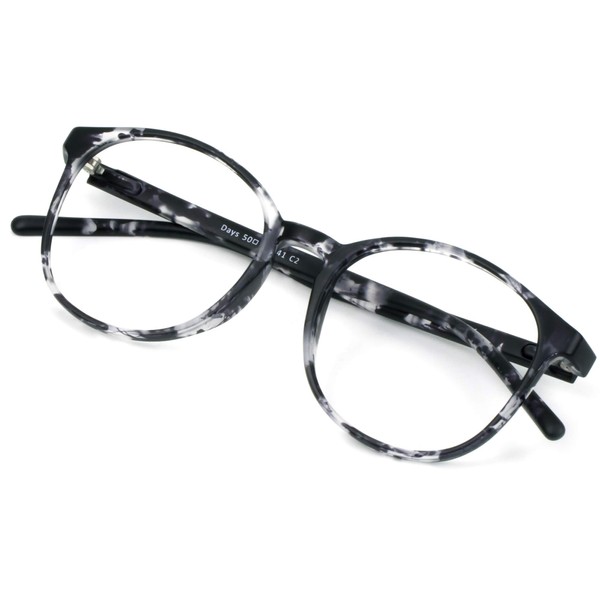 VisionGlobal Blue Light Blocking Glasses for Women/Men, Anti Eyestrain, Stylish Oval Frame, Anti Glare (Gray, 6.00 Magnification)