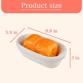 2 PCS 25cm/10" Banneton Proofing Basket,Oval Shaped Natural Southern Provisioning Basket with Linen Lining,Suitable for Handmade Bread Making by Professional and Family Bakers