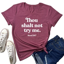 BLACKMYTH Women Crewneck Cute Funny T Shirts Graphic Tees Wine Red Small