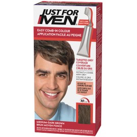 Just for men Just For Men Easy Comb-In Hair Color for Men, Easy No Mix Application with Comb Applicator - Medium-Dark Brown, A-40, Pack of 1