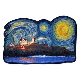 Die Cut Sticker East Coast Lighthouse, Starry Night, Contour Vinyl Sticker 1 to 3 inches (Waterproof Decal for Cars, Water Bottles, Laptops, Coolers), Small