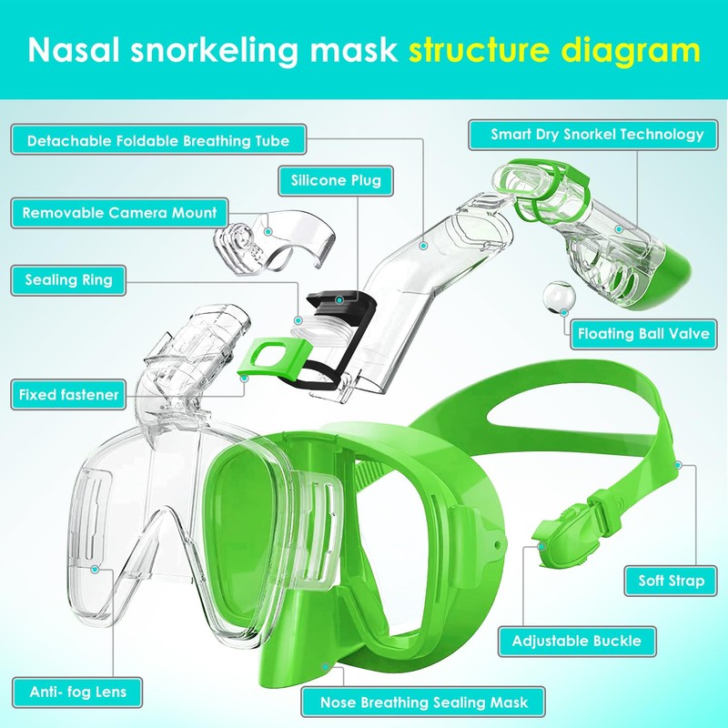 2025 Upgraded Nasal Breathing Snorkel Mask Set with Waterproof Phone