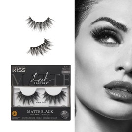 KISS Lash Couture 3D Matte False Eyelashes, 'Matte Satin', 16 mm, Includes 1 Pair Of Lash, Contact Lens Friendly, Easy to Apply, Reusable Strip Lashes