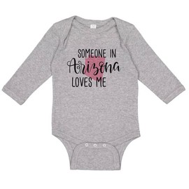 TATY Kids Someone In Arizona Loves Me Long Sleeve Baby Infant One Piece Bodysuit Newborn Heather Grey