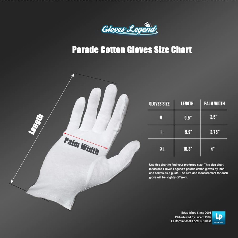 1 Pair (2 Gloves) - Gloves Legend - 100% Cotton
