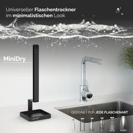 NIMOE® MiniDry Minimalist Bottle Holder for Every Bottle, Space-Saving Drainer for Your Kitchen, Compatible with SodaStream, Aarke, Brita, Rustproof Drainer (Dark Grey)