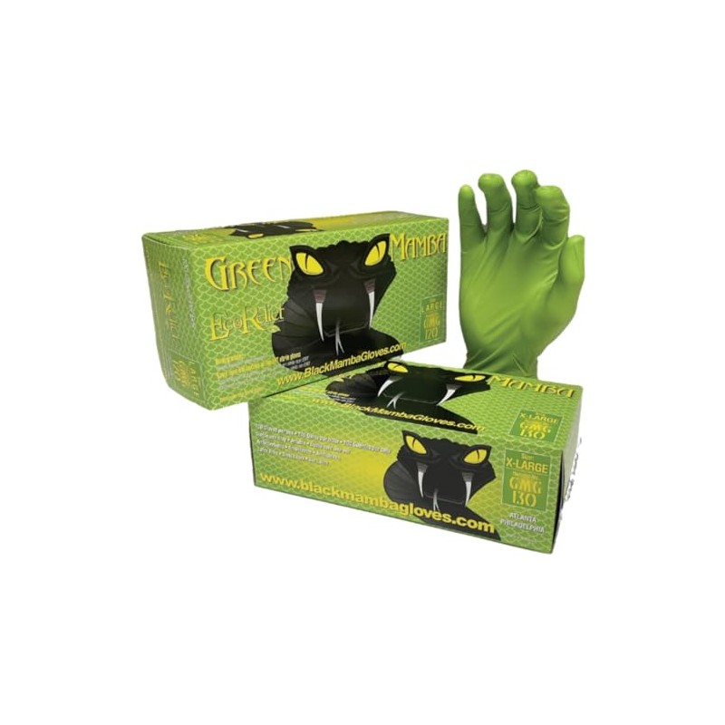 Green Mamba Nitrile Biodegradable Gloves Extra Large Hi-Vis Green 100