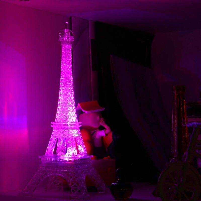 GARASANI 10" Colorful Eiffel Tower Lighting Desk Bedroom Decoration LED