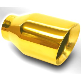 Gearhead GOLDEN EXHAUST TIP 2.25'' IN - 4'' OUT - 7'' LENGTH ANGLE Cut DOUBLE WALL GOLD