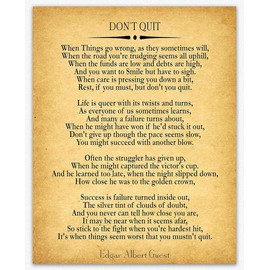 Wallbuddy Don't Quit Poem Don't Quit Motivational Poem Inspiring Poem Motivating Poem Inspirational Poem Positive Poster Poem Poster Poetry Poster (11 x 14, Vintage)