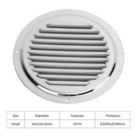 Air Vent Louver, Marine Louvered Grille Cover, 304 Stainless Steel Marine Ventilation Cover for Boat Yacht Kayak Ship RV Accessories, Round (4 inch)